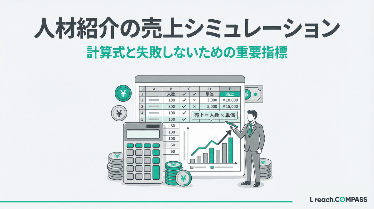 人材紹介の売上シミュレーション|計算式・5つの指標と規模別モデル3例【2026】