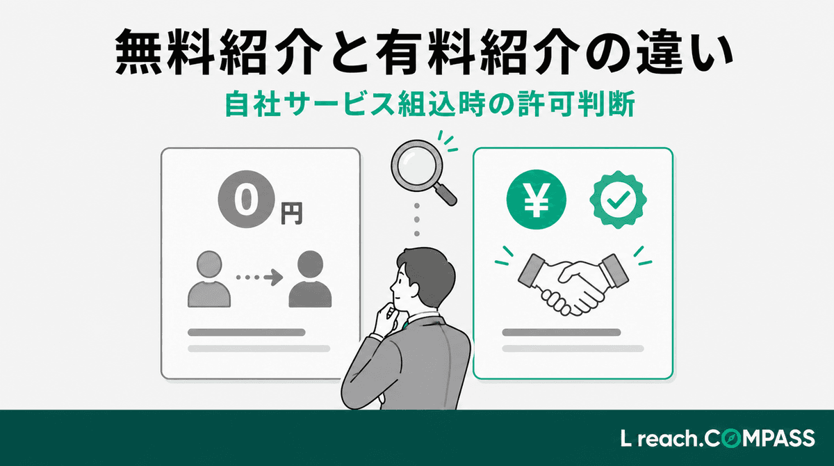 無料職業紹介と有料職業紹介の違い|自社サービス組込時の許可判断